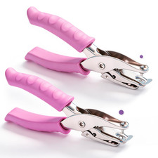 2 Pack Single Hole Punch, 1/4"  1/8" Hole Puncher, Pink Soft Grip Handheld Pape