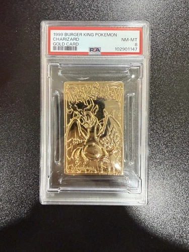 1999 BURGER KING POKEMON GOLD CARDS CHARIZARD PSA 8