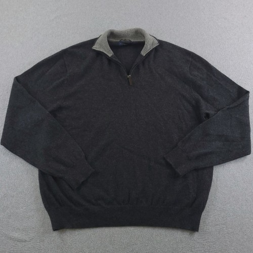 Club Room Sweater Mens Large Gray Cashmere Estate Half Zip Pullover Collar Soft - Picture 2 of 12