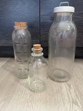 Lot of 3 Glass Bottles with Corks and Metal Lid Decor Apothecary Home