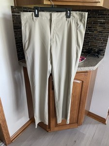 Adidas Golf Pant Men 34x30 Beige Performance Activewear Stretch Flat Front