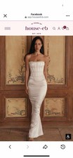 NWOT HOUSE OF CB 'Isis' Ivory Satin Corset Maxi Dress sz XS