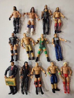 Lot of 12 Mattel WWE Basic Action Figures w/ Money in Bank Briefcase Good Cond.