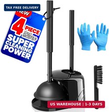4in1 Toilet Plunger and Brush Set - Home Bathroom Cleaning Tools  21", Groove G