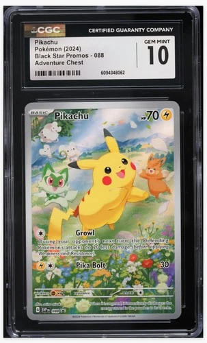 2024 😺 CGC 10 Pikachu Adventure Chest Black Star Promo #88