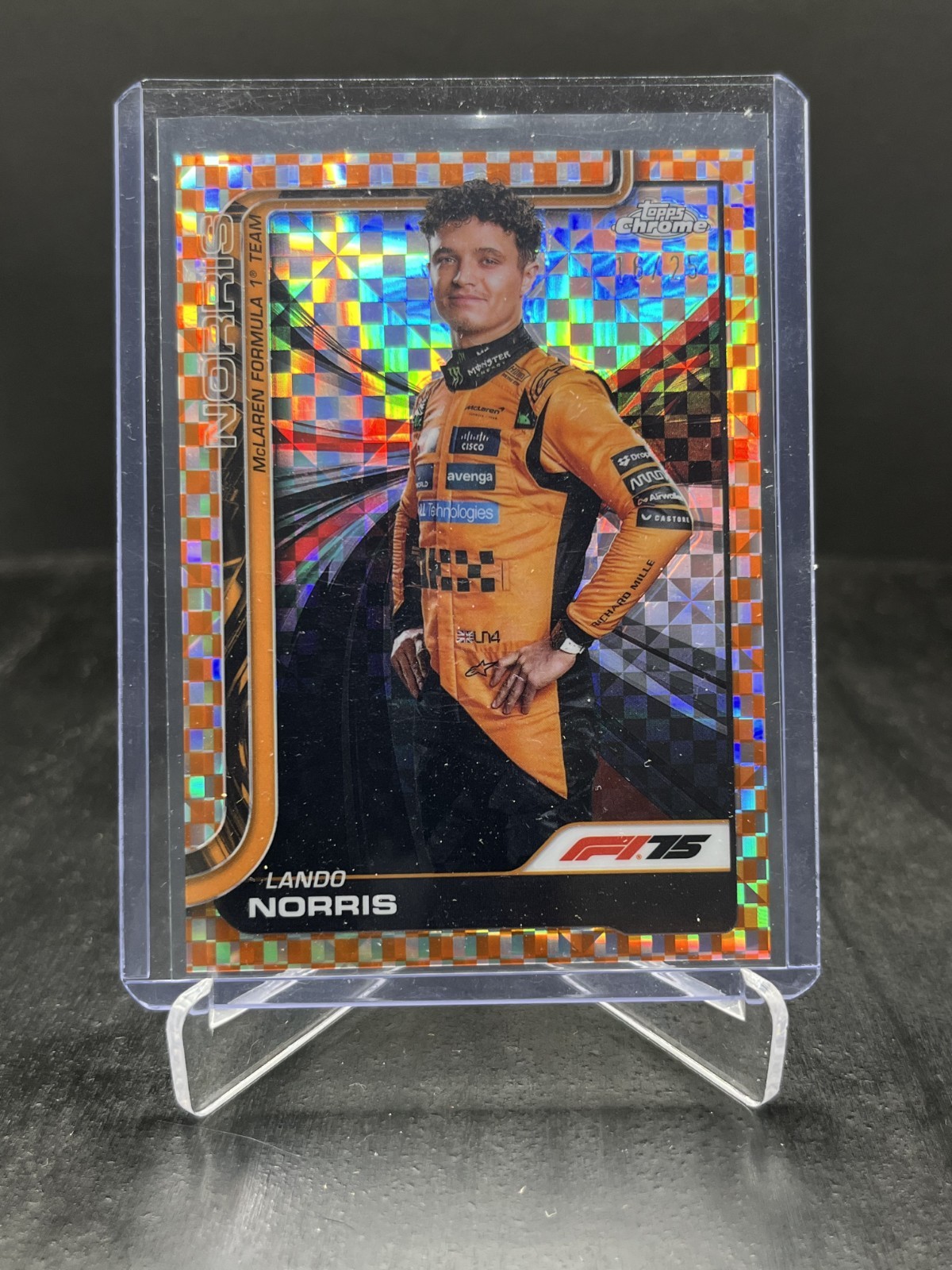 2025 Topps Chrome Formula 1 F1 Lando Norris Portrait Orange Checker 16/25 #5