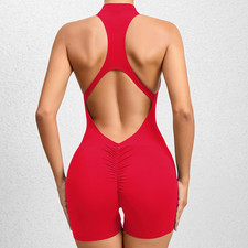 Tuta Yoga Donna 2026 Pad Deep V Jumpsuit Intera Workout Scrunch Leggings