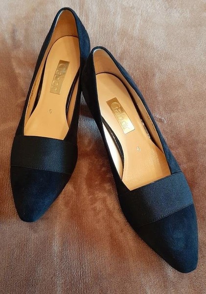 Women Gabor Heels Black Suede 38.5 #7TP6