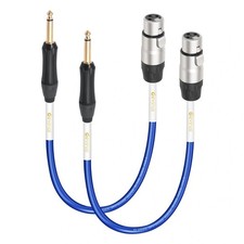 2 PCS XLR Female To 1/4 Inch TS Cable 1ft Unbalanced 6.35mm Mono Cord