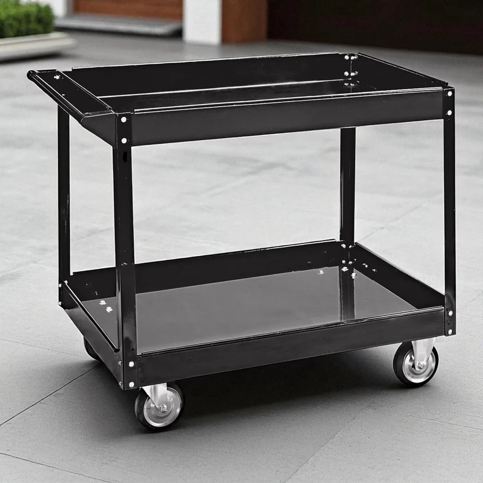 Heavy Duty Steel Service Utility Tool Cart 2-Shelf 450lb Capacity Shop Organizer - Image 4 of 4