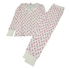 Victorias Secret NWT Pajama Set Dainty Floral Cottagecore Waffle Henley L