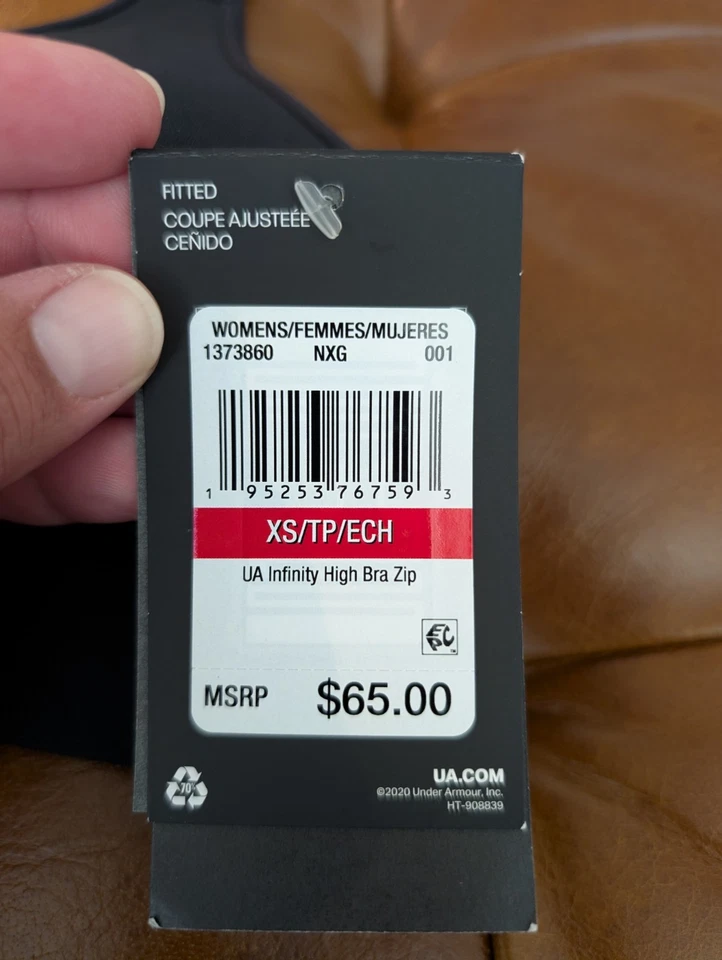 Sujetador Under Armour UA Infinity Alto Negro Cremallera Cierre Frontal Talla XS Soporte Foto 3 de 4