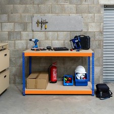 2Tier Workbench Shelf Industrial Garage Workstation Shed Packing Storage Bench