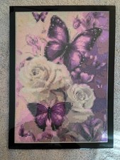Completed 3D Diamond Art Painting - 10x14" Garden Butterflies