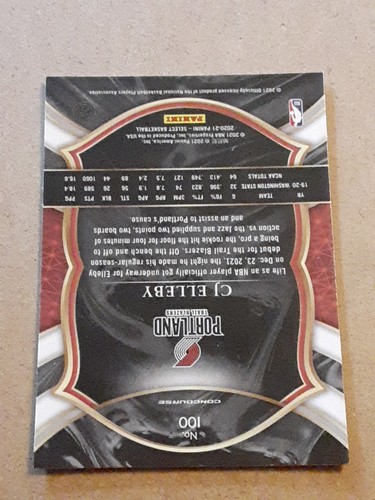 CJ Elleby Portland Trail Blazers 2020-21 Select #100 Basketball Rookie Card RC - Picture 4 of 4