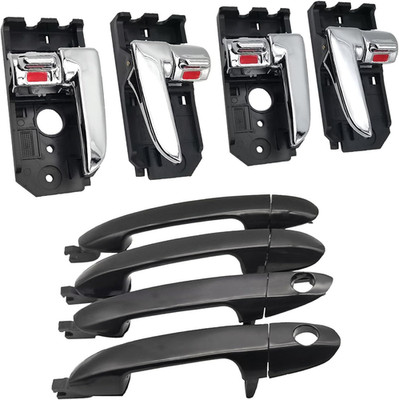 Set of 8 Interior & Exterior Door Handles Compatible with 2004-2009 Kia Spectra