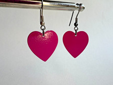 Pink Enamel Heart Shaped Earrings - Lightweig...