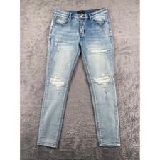 Amiri Distressed Skinny Jeans 32 Light Blue Ripped Luxury Streetwear USA Made