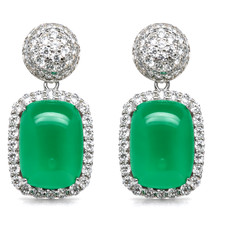 925 Silber 12 x 16 mm Grüne Achat Cubic Zirkonia Geburtsstein Schmuck Ohrringe