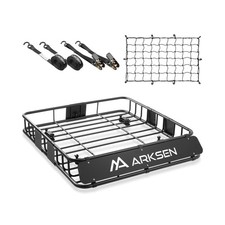 ARKSEN 43" x 39" x 6" Roof Rack Basket with Extension, Cargo Net  Ratchet St...