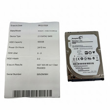 500GB 2.5" SATA 5400RPM HDD Seagate Momentus Thin ST500LT012 Tested Wiped
