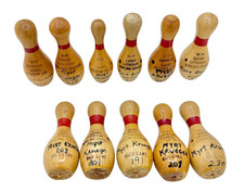 Large Lot of Assorted Vintage 60/70s Wooden Bowling Pin Awards