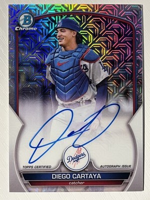 Diego Cartaya 2023 Bowman Chrome Prospects Mega Box Auto Mojo Refractor Dodgers