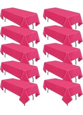 10 Pack Hot Pink Tablecloths for 8ft Rectangle Tables 60 x 126 Inch - Polyester