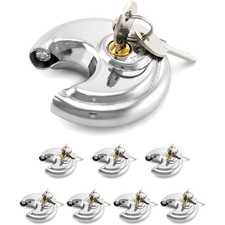 Keyed Alike Disc Padlock, 8 Pack Stainless Steel Discus Lock with 3/8-Inch Shack