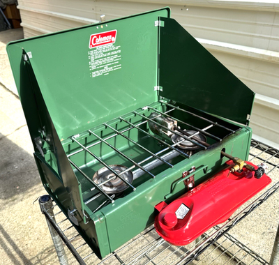 #ad Vintage 425E Coleman 2 Burner Camp Camping White Gas Stove Portable Glamping 425 $49.95