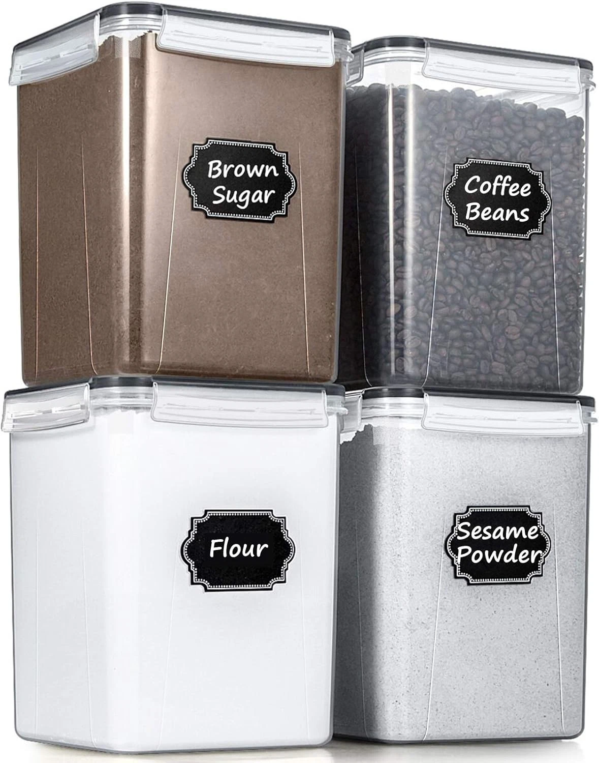 Large Food Storage Containers 5.2L /175oz 4 Piece BPA Free Plastic Airtight Food
