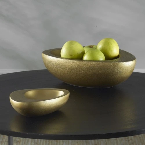 Uttermost 18081 Ovate 15"W Aluminum Decorative Bowls - Set of 2 - Brass - Picture 4 of 4