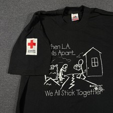 Vintage 1994 Northridge Earthquake T-Shirt graphic single stitch Red Cross sz L