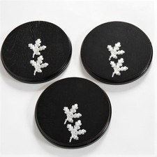 3 Pieces Boar Shield AF 19 cm Boar Boar Board Round Dark with 6 x Oak Leaves