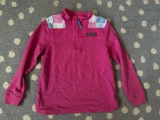 Vineyard Vines Girls Shep Shirt M 10-12 Pink Whale Patchwork Preppy EUC