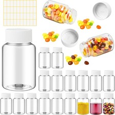 18 Pack Clear 40ml Plastic Pill Bottles Empty Medicine Containers with Caps