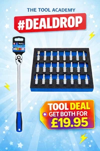 TOOL DEALDROP Jeu de bit de socket mixte à taches bleues 27 Pce 1/4 + 1/4 Cliquet extra long