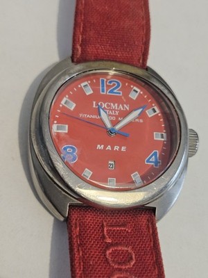 LOCMAN MEN'S SEA TITANIUM/LEATHER WATCH REF.132 water resistant 100 meters