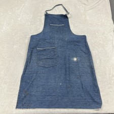 Vintage 70s Denim Bib Apron OS Blue Distressed Workwear Painter Artist Smock