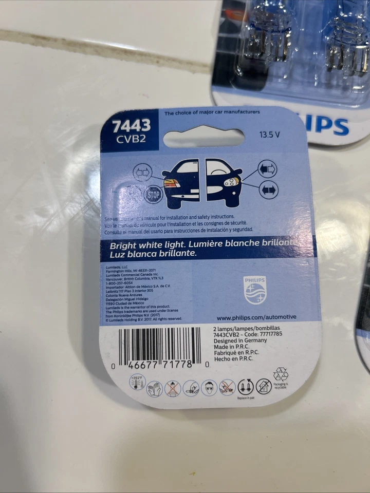 Philips Crystal Vision Ultra Light 2 bombillas freno freno trasero luces de estacionamiento 7443 Foto 2 de 2