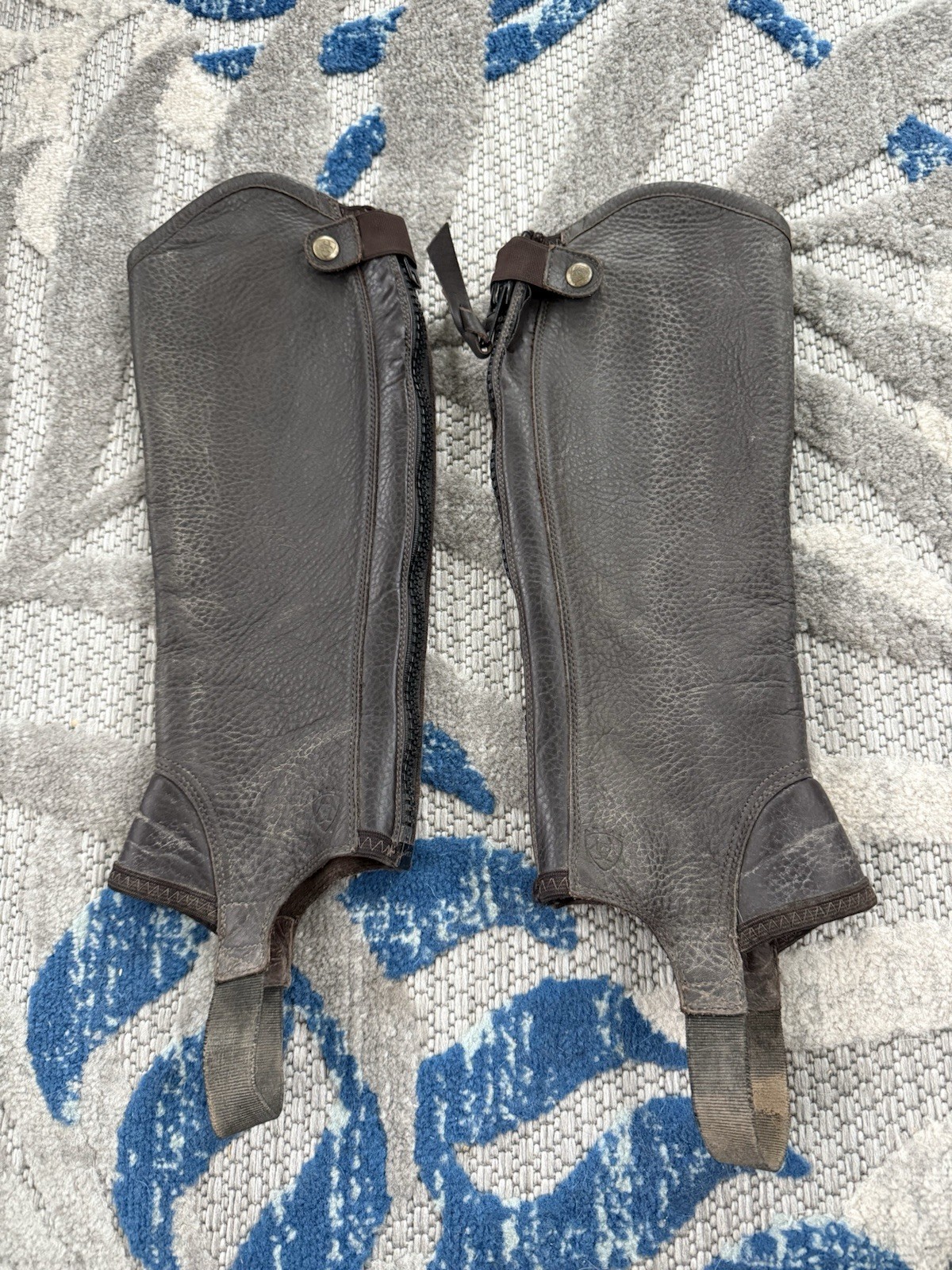 Ariat Concord Half Chaps Small Short Suede Grain Leather Snap & Zip Brown