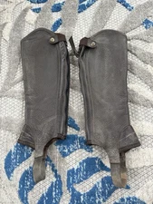 Ariat Concord Half Chaps Small Short Suede Grain Leather Snap & Zip Brown