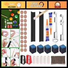 Billiard Pool Cue Repair Kit - 2 Tip Clamps, 20 Tips, 4 Shapers, 5 Chalks, 2 Pla
