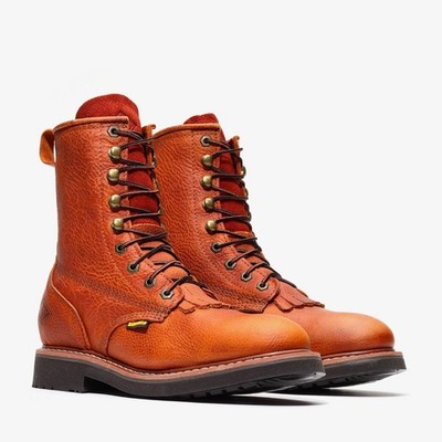 Bonanza Genuine Leather RANCHER 8'' Boondocks Lacer Soft Toe Work Boots - Brown