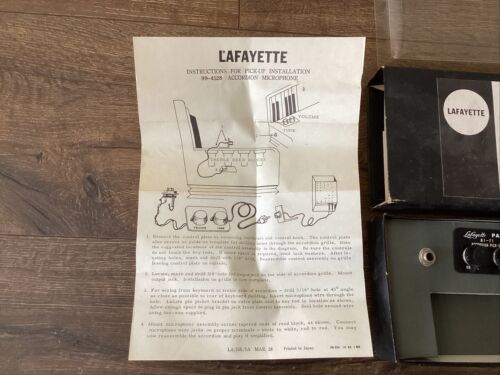 NEU NOS Lafayette 99-4528 Akkordeon Pick Up Anschluss an Amp Verstärker 1960 PA-101 - Bild 3 von 7