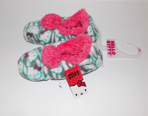 2 pairs NWT Hello Kitty Pom Pom Fleece Slipper Socks for Girls 11/12,13/1,2/3 - Picture 10 of 12