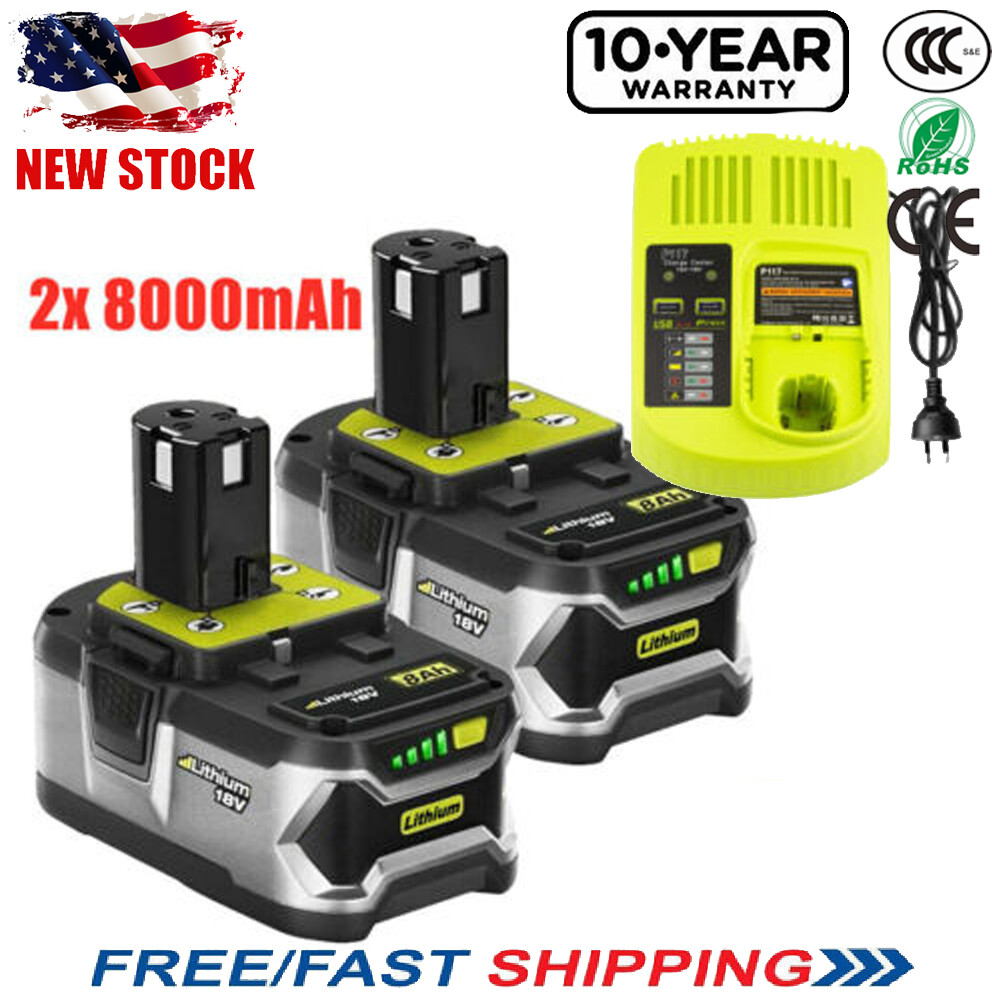 8.0Ah 18Volt For RYOBI P108 18V For One Plus High Capacity Lithium Ion Battery