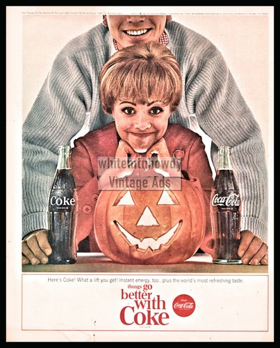 1964 Coca Cola Halloween Ad Pumpkin Jack O Lantern And Coke Ebay