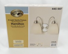 NEW Hampton Bay Hamilton 2-Light Brushed Nickel Vanity Light with Frosted Glass