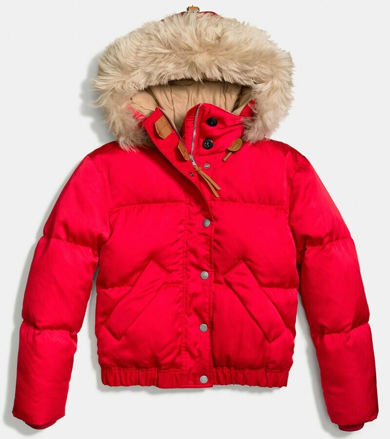 coach red puffer jacket